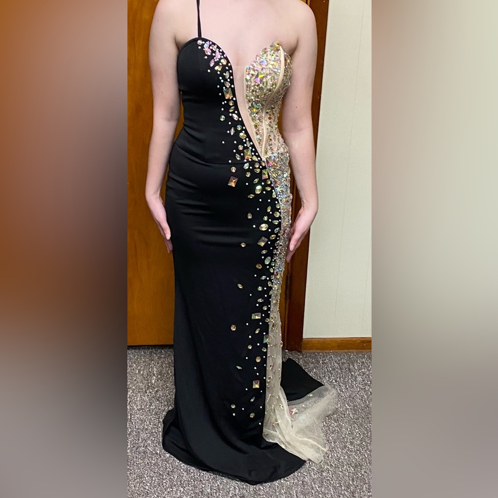 Elegant Black and Gold Evening Dress